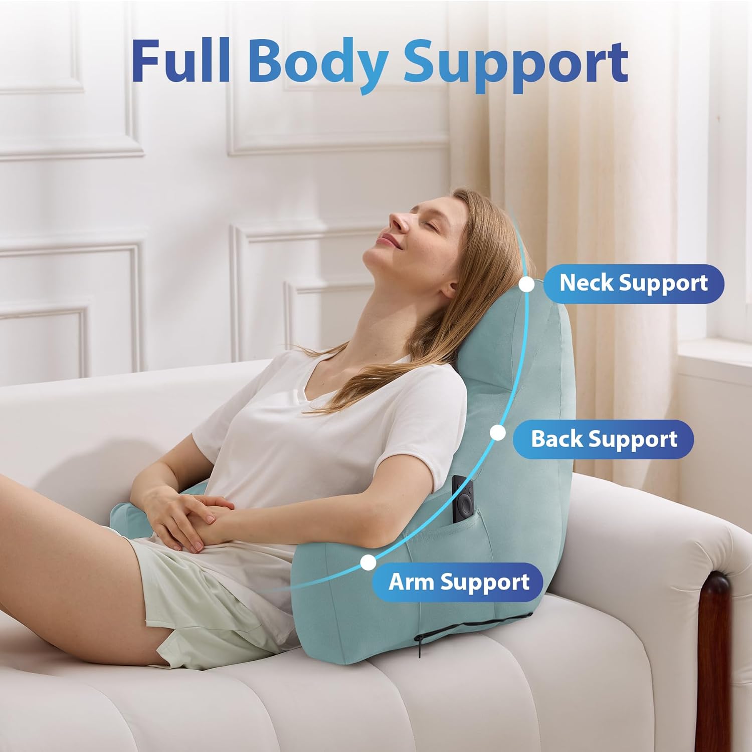 Ipynbap Back Pillow for Bed Sitting up, Reading Pillow for Sitting in Bed Adult, Back Support Pillow, Memory Foam Sit up Lounge Backrest Pi…