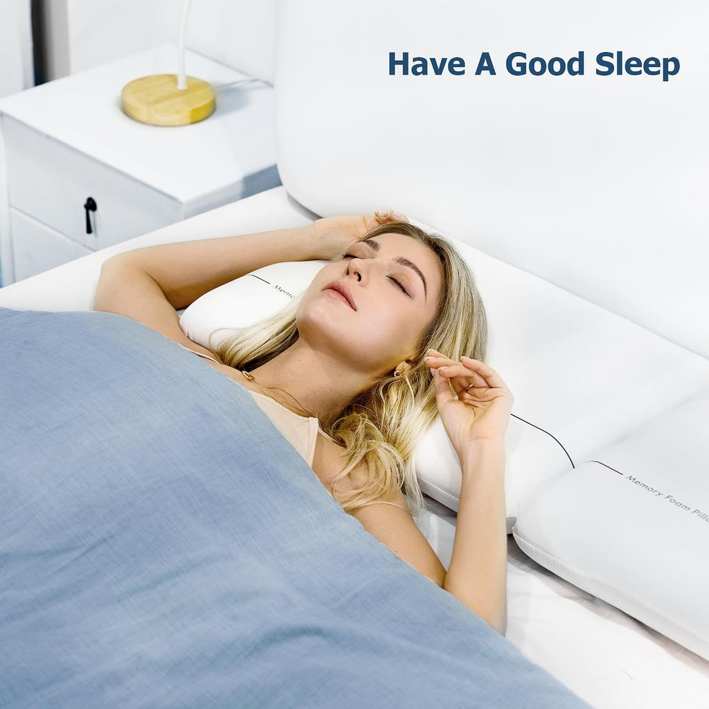 Winthome Memory Foam Pillow, Two-Sided Soft and Firm Neck Pillow for Sleeping, Suitable for Side, Back and Stomach Sleepers with Washable C…