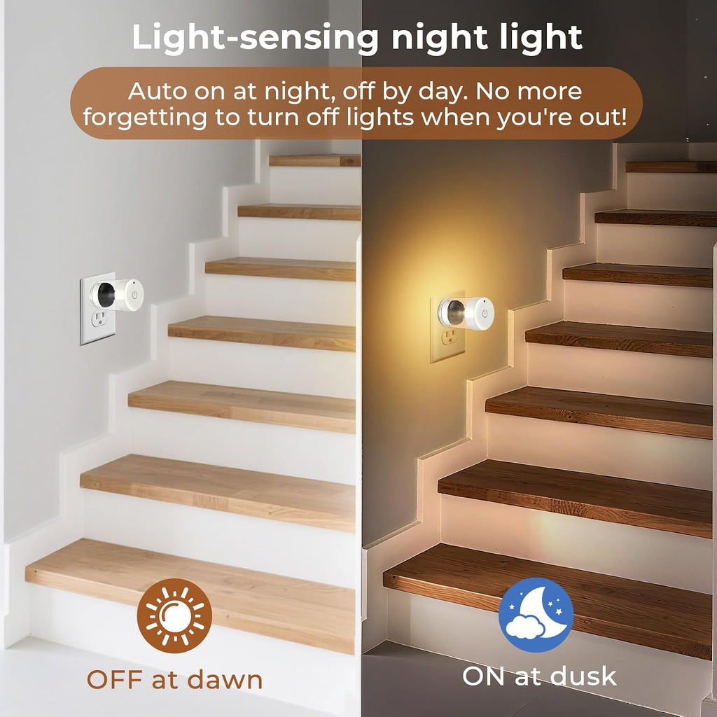 TSEXES 2 Pack LED Night Light Plug into Wall, 3000K/4000K/5000K Adjustable Color Temperature, Touch Control Dimmable Nightlight, Built-in…