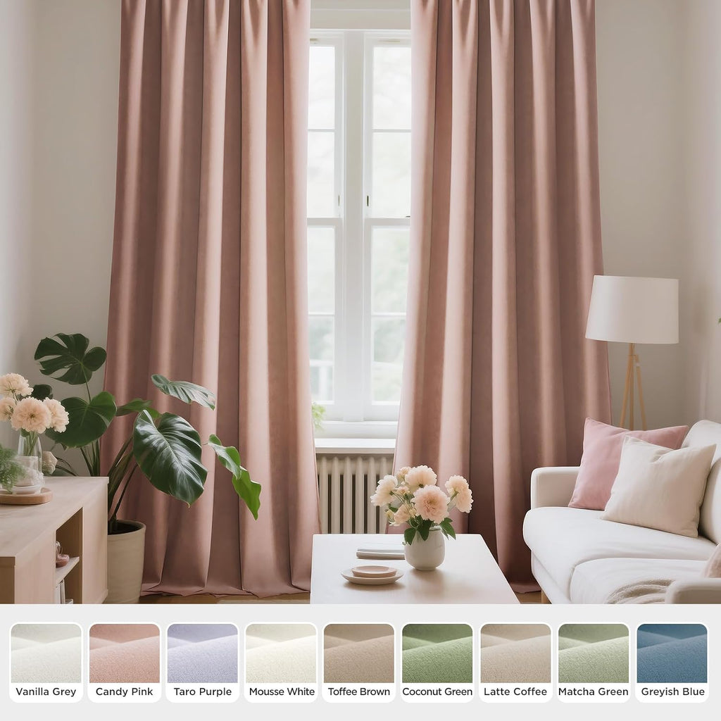 Joydeco Candy Pink Velvet Curtains 84 Inches 2 Panels, Luxury Thermal Insulated Soft Pink Curtains for Bedroom & Living Room, Room Darkenin…