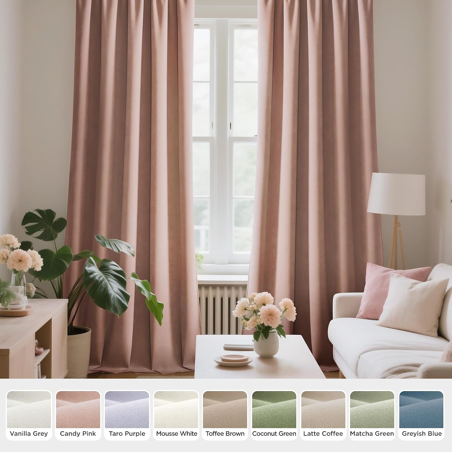 Joydeco Candy Pink Velvet Curtains 84 Inches 2 Panels, Luxury Thermal Insulated Soft Pink Curtains for Bedroom & Living Room, Room Darkenin…