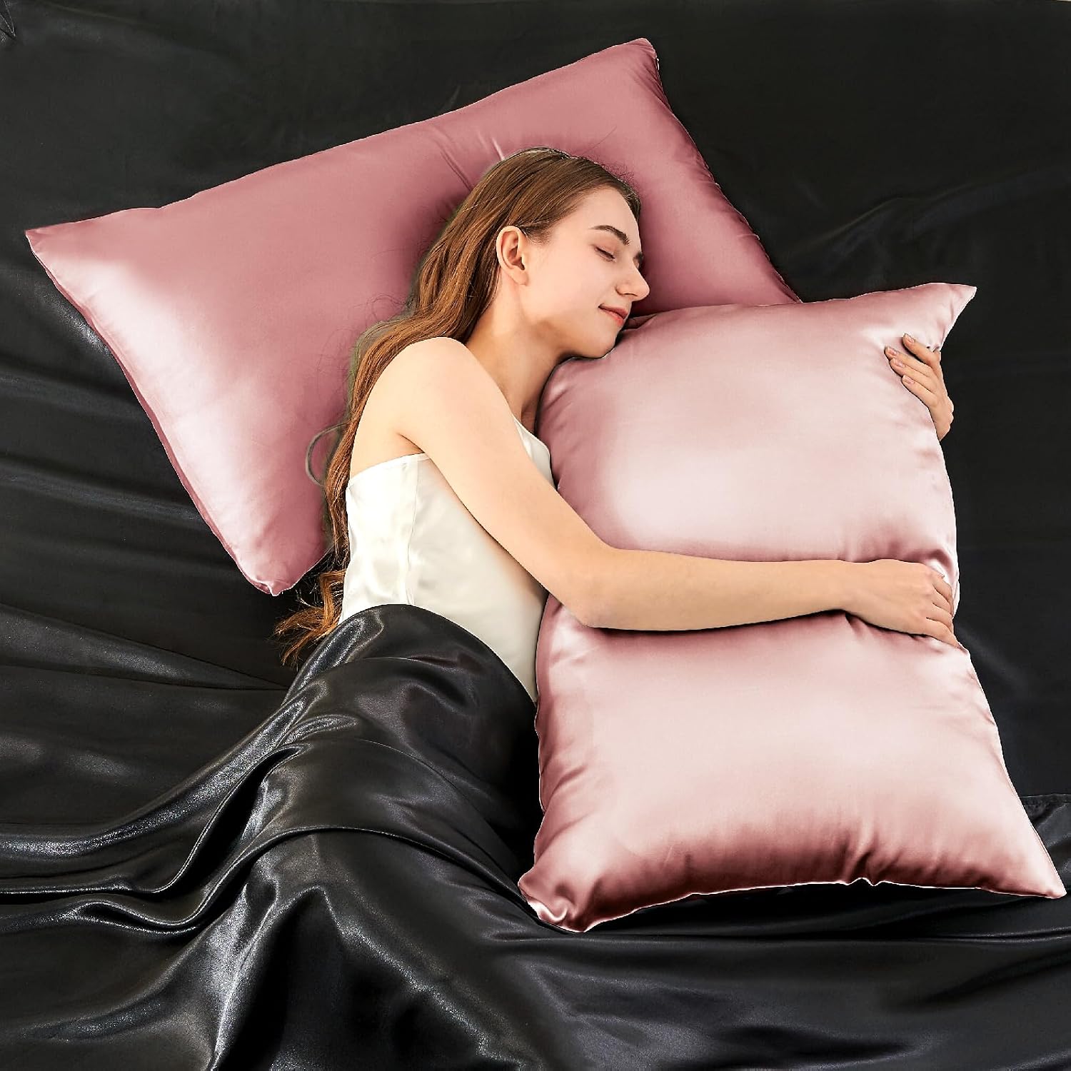 Infiixso Mulberry Silk Pillowcase for Hair and Skin, Silk Pillow Cases King Size with Hidden Zipper 20"x40", Extraordinary Smooth and Soft…