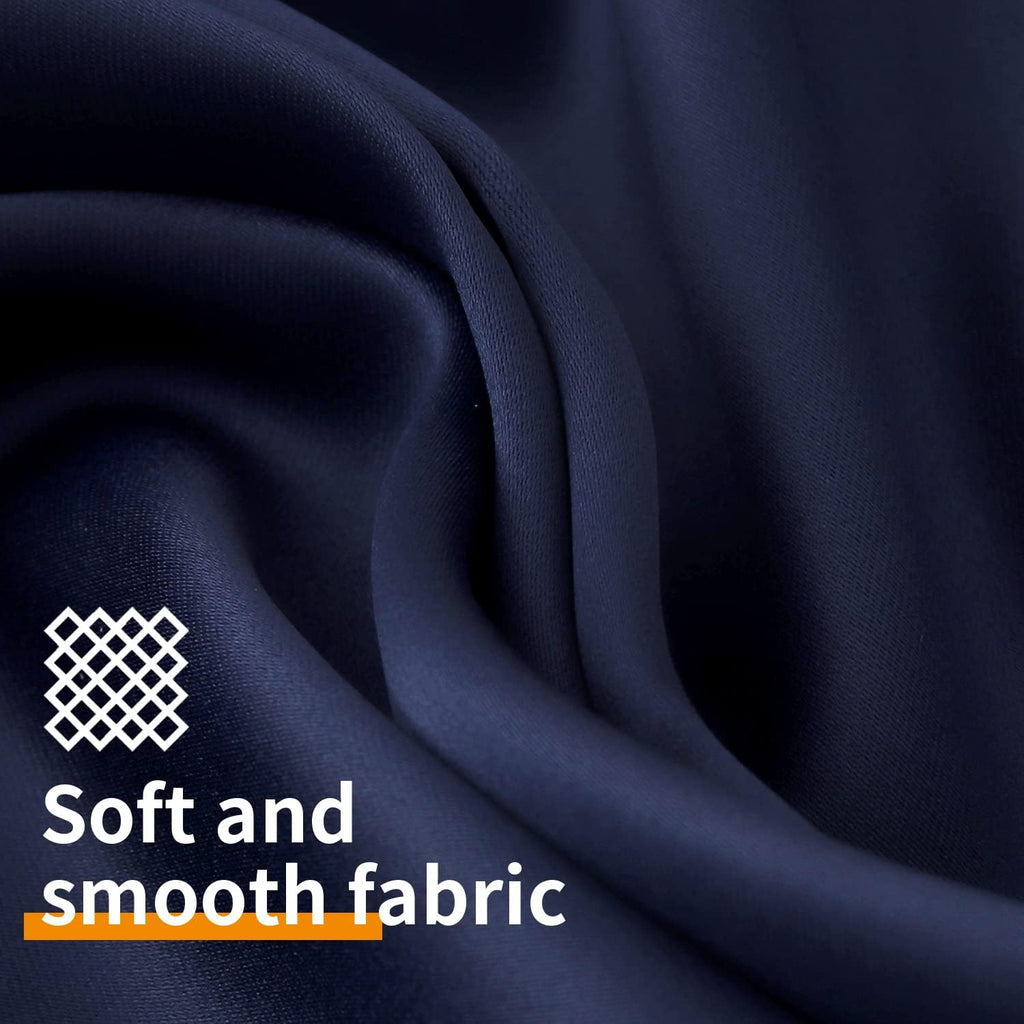YoungsTex Navy Blue 100% Blackout Curtains for Bedroom, Grommet Thermal Insulated Blackout Window Curtains 63 Inches Length with Black Back…