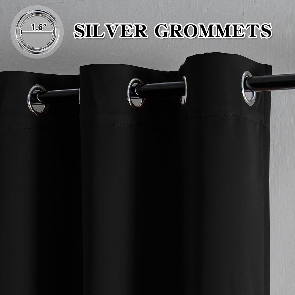 Igemaeve Black Curtains for Living Room, Custom Curtains Blackout Thermal Insulated 1 Panel, Grommet Light Blocking Drapes for Bedroom Wind…