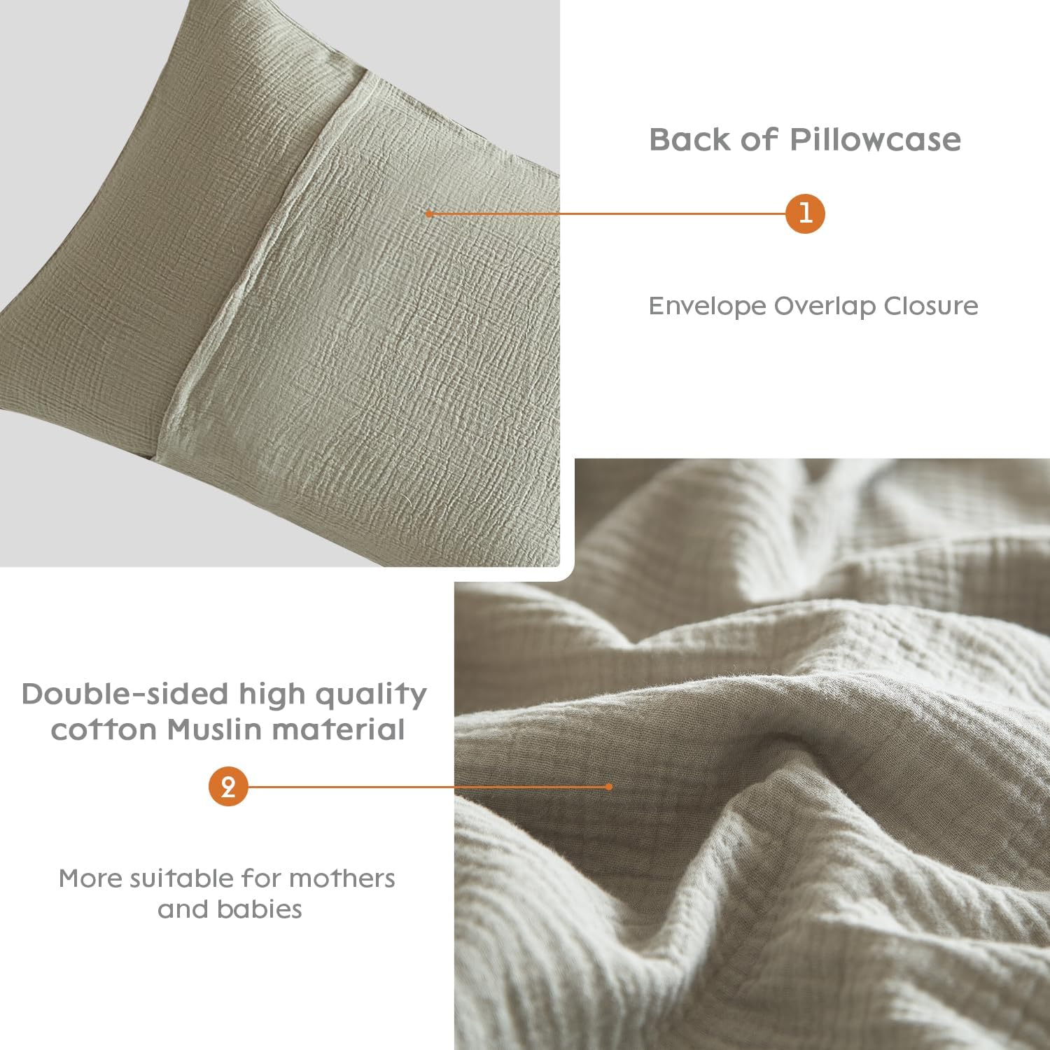 DefineCozyHealthyLife SE SOFTEXLY Muslin Pillowcases Standard Size 100% Cotton, 2 Pack Linen Like Pillow Shams with Envelope Closure, Ultra…