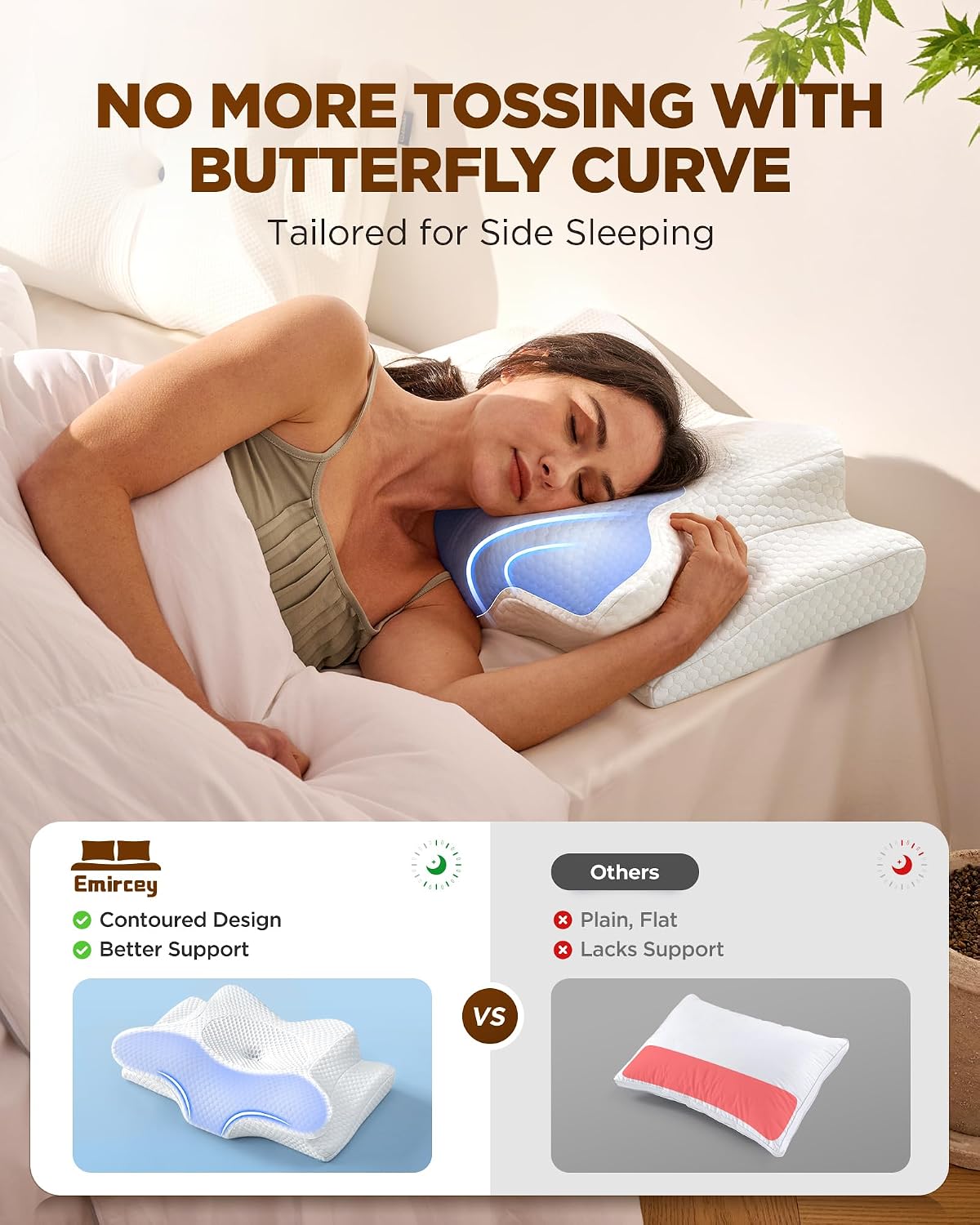 Emircey Sleep Cervical Neck Pillow Sleeping, Ergonomic Contour Side Sleeper Pillows Adults, Cooling Orthopedic Pillow Suppo…