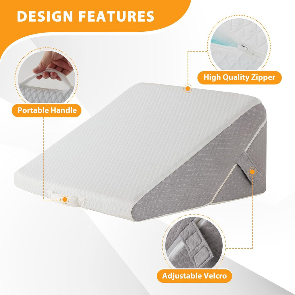 Ruqmuis Bed Wedge Pillow for Sleeping, 9&12 Inch Adjustable Wedge Pillow Set for After Surgery, Triangle Pillow for Back, Leg Support, Aci…