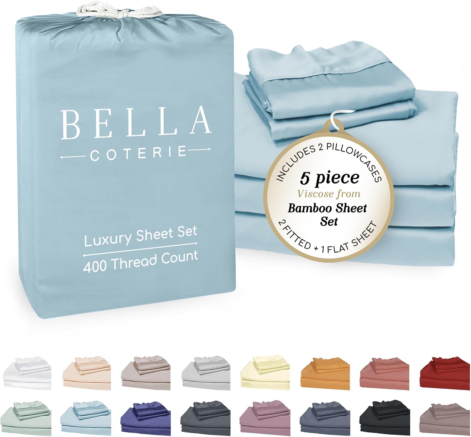 Bella Coterie Luxury Bamboo Viscose Split King Size Sheet Set | 2 Fitted Sheets for Sleep Number & Adjustable Beds | 100% Organically…