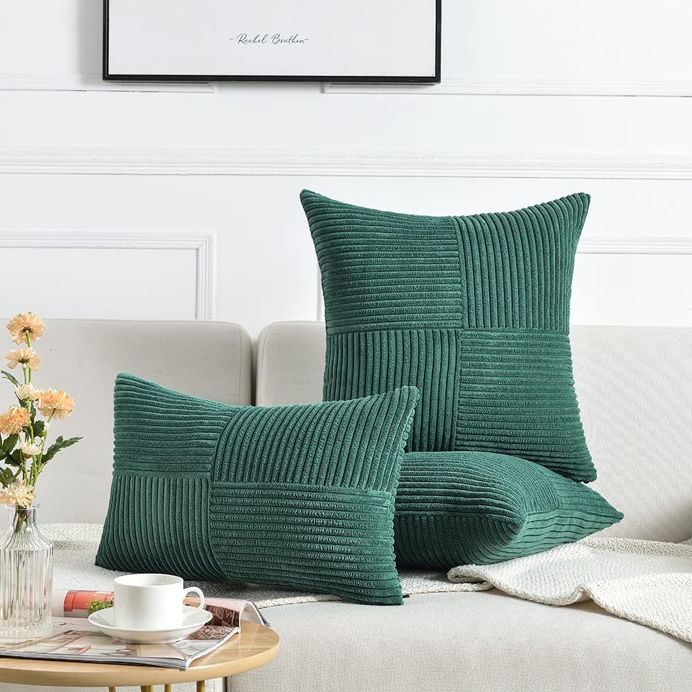 Fancy Homi 2 Packs Teal Samll Decorative Throw Pillow Covers 12x12 Inch with for Couch Bed Sofa, Rustic Farmhouse Boho Home Decor, Soft…