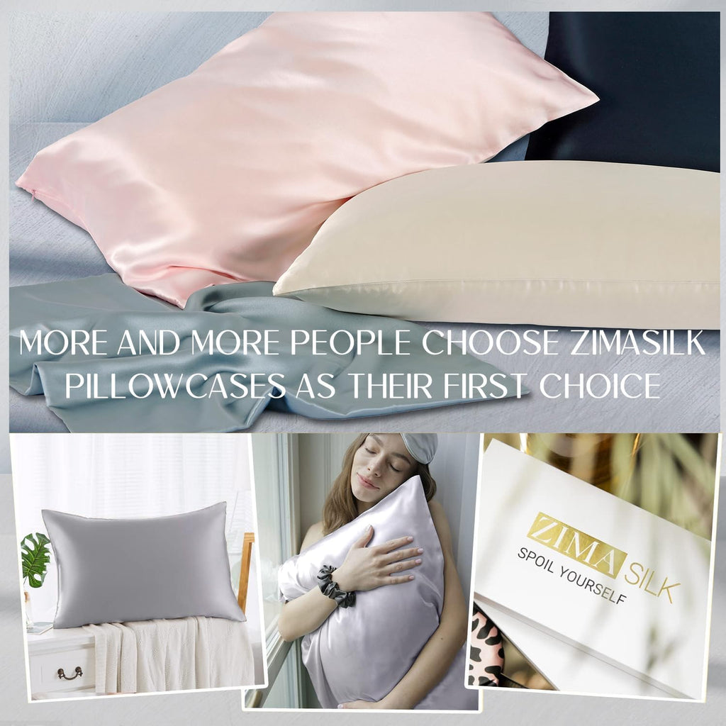 Zimasilk 100% Pure Mulberry Silk Pillowcase for Hair and Skin everyday comfort, Soft and Smooth, Both Sides Grade 6A Silk,600 Thread…
