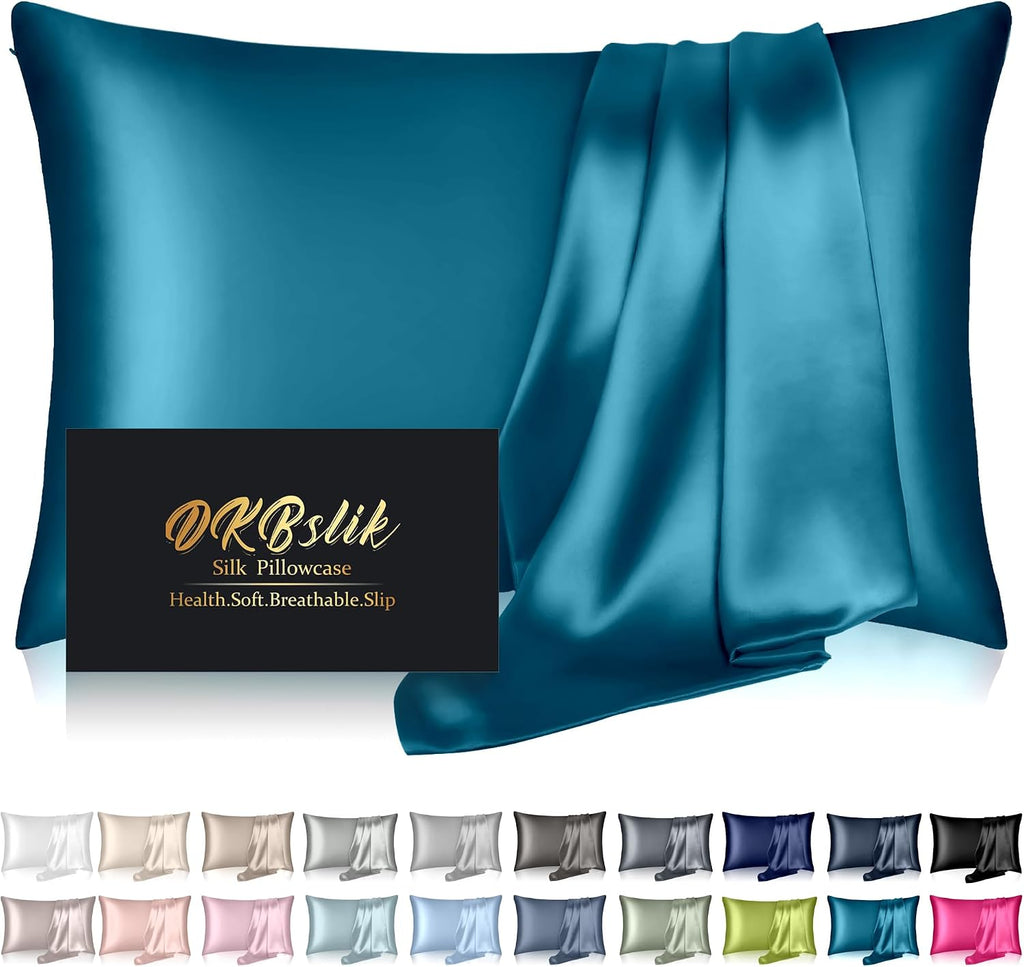 Home Mulberry Silk Pillow Cases King Size, Silk Pillowcase for Hair and Skin, Anti Acne Cooling Sleep Both Sides Natural Silk Satin Pillow…