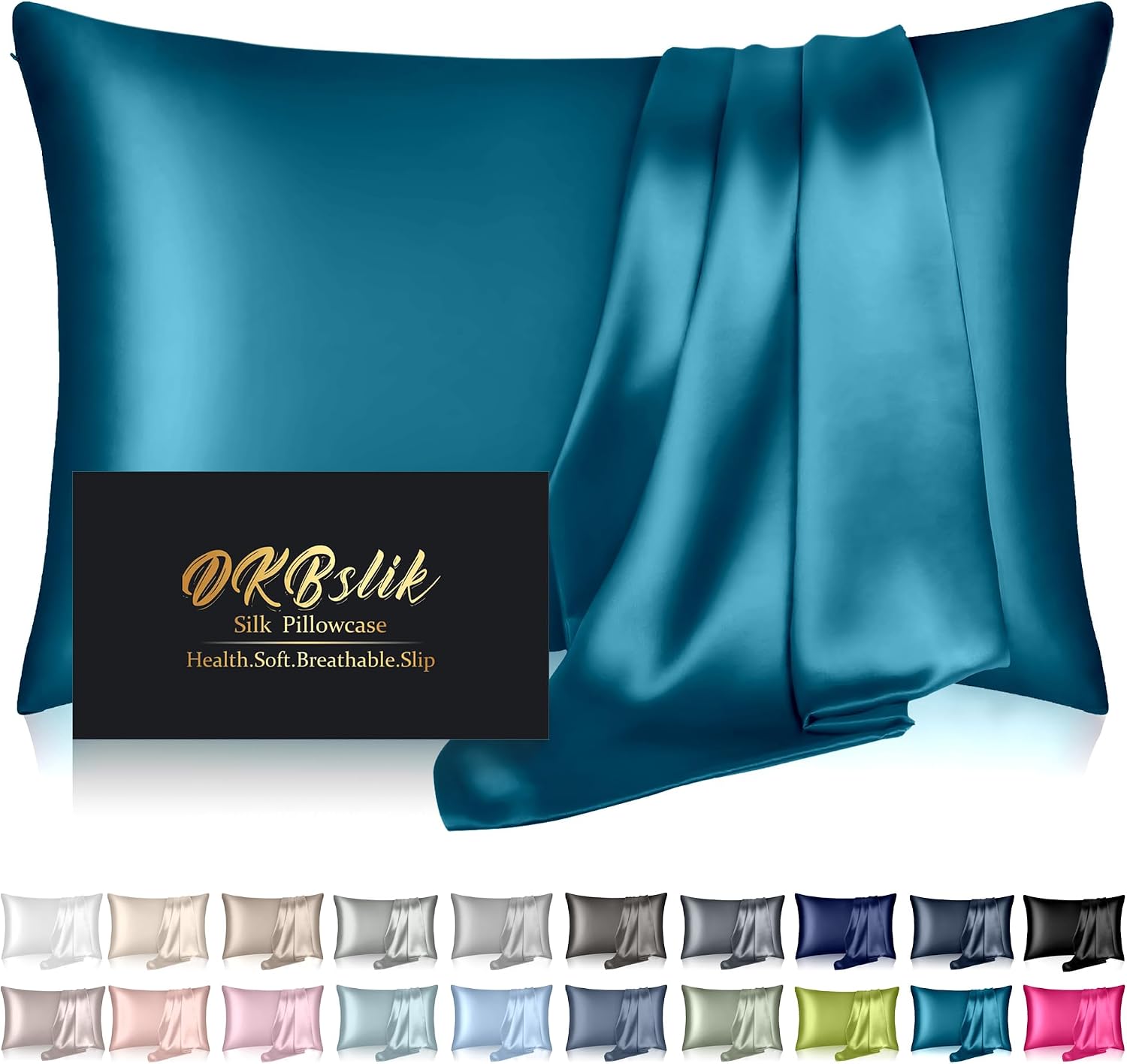 Home Mulberry Silk Pillow Cases King Size, Silk Pillowcase for Hair and Skin, Anti Acne Cooling Sleep Both Sides Natural Silk Satin Pillow…