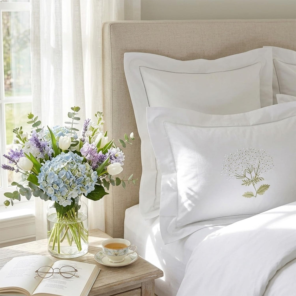 Jacaranda Living Embroidered Boudoir Pillow Cover – Handcrafted Embroidery, Fine Italian Cotton, Decorative Pillow Accent for Bedroom &…