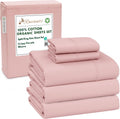 Ruvanti 100% Cotton Organic Percale Sheets Split King Size – Crisp Cooling Bed Sheets for Hot Sleepers, Deep Pocket 15”, Soft Peach Finish,…