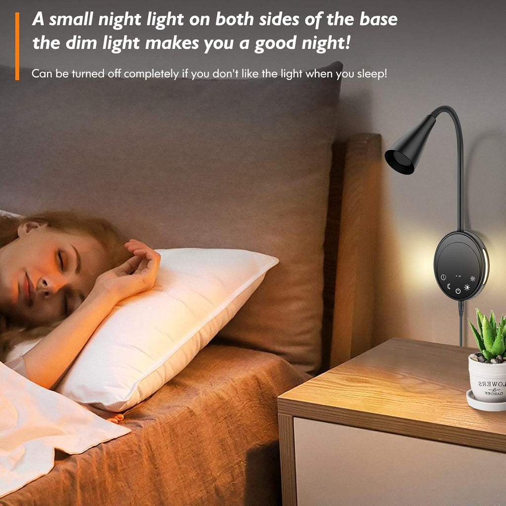 SANKEDOU Wall Mounted Reading Light, Bedside Headboard Lights with 5 Dimming & Color Temperature, USB Output, Night Light & Timers…