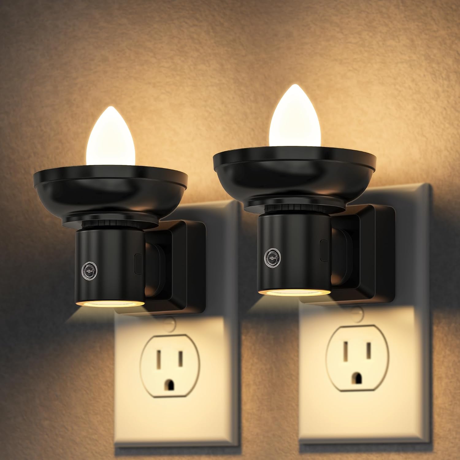 DORESshop LED Night Light[2 Pack], Night Lights Plug into Wall, 3 Level Brightness Adjustable Plug in Night Light, Dusk to Dawn Sensor…