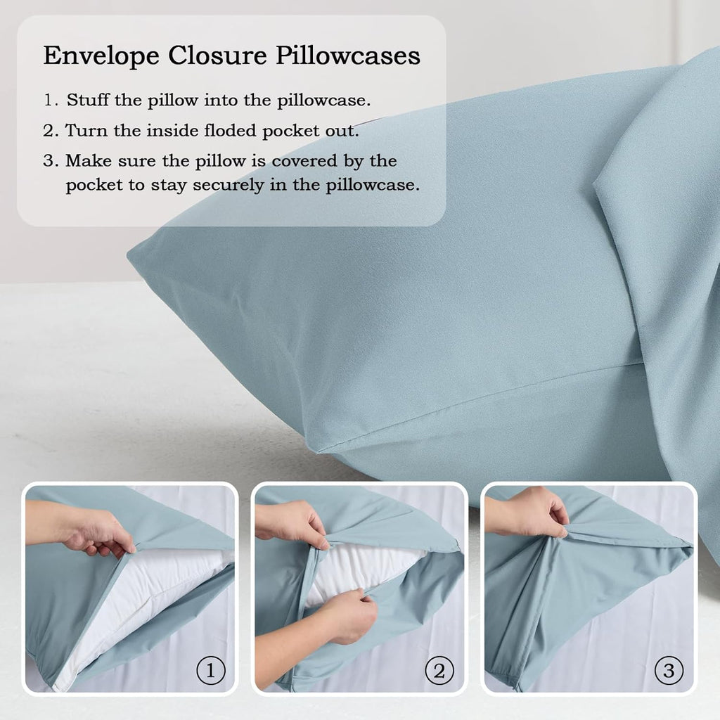 QJFabricCO Q&J Fabric Co. Bedding Pillow Cases King Size Set of 2 –Wrinkle, Fade Resistant, Soft Brushed Microfiber Pillow Cover–Envelope Pil…