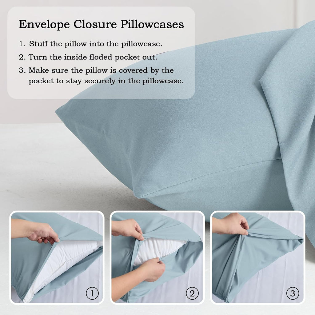 QJFabricCO Q&J Fabric Co.Bedding Pillow Cases Standard Size set of 2 Soft Brushed Microfiber Pillow Cover, Wrinkle-Free, Fade-Resistant, Envel…