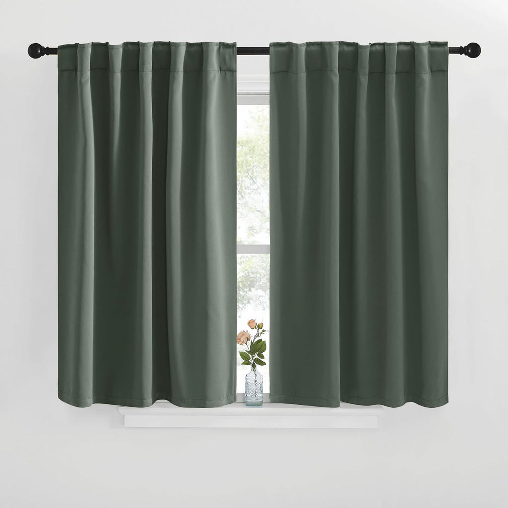 NICETOWN Short Curtains for Kitchen Window - (Dark Mallard Color) W42 x L40, Double Panels, Home Decoration Light Blocking Thermal…