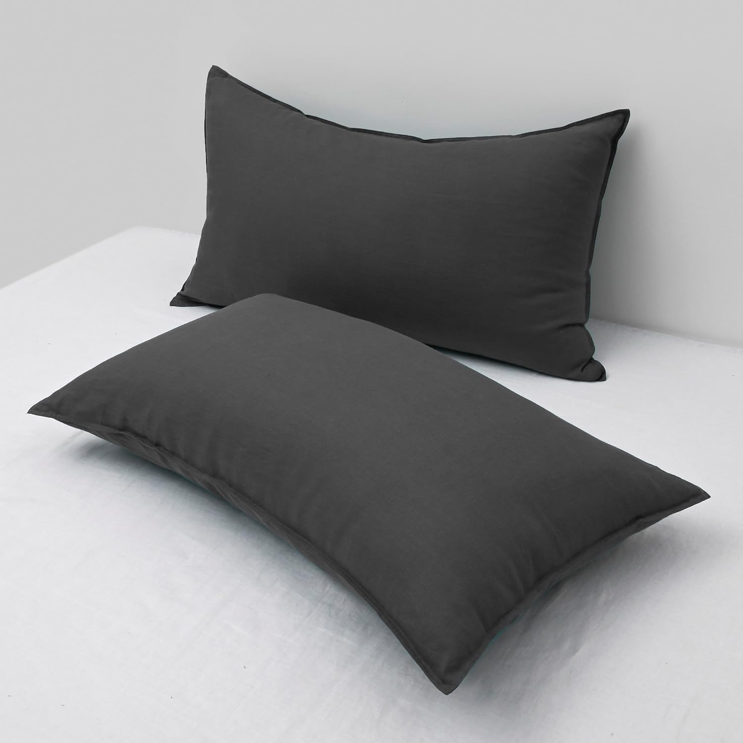 Chuffed Linen Pillow Cases 2 Pack 100% Linen King Size Pillowcases, Breathable and Cooling Washed Pillow Shams with Zipper Closure, 20x36 I…