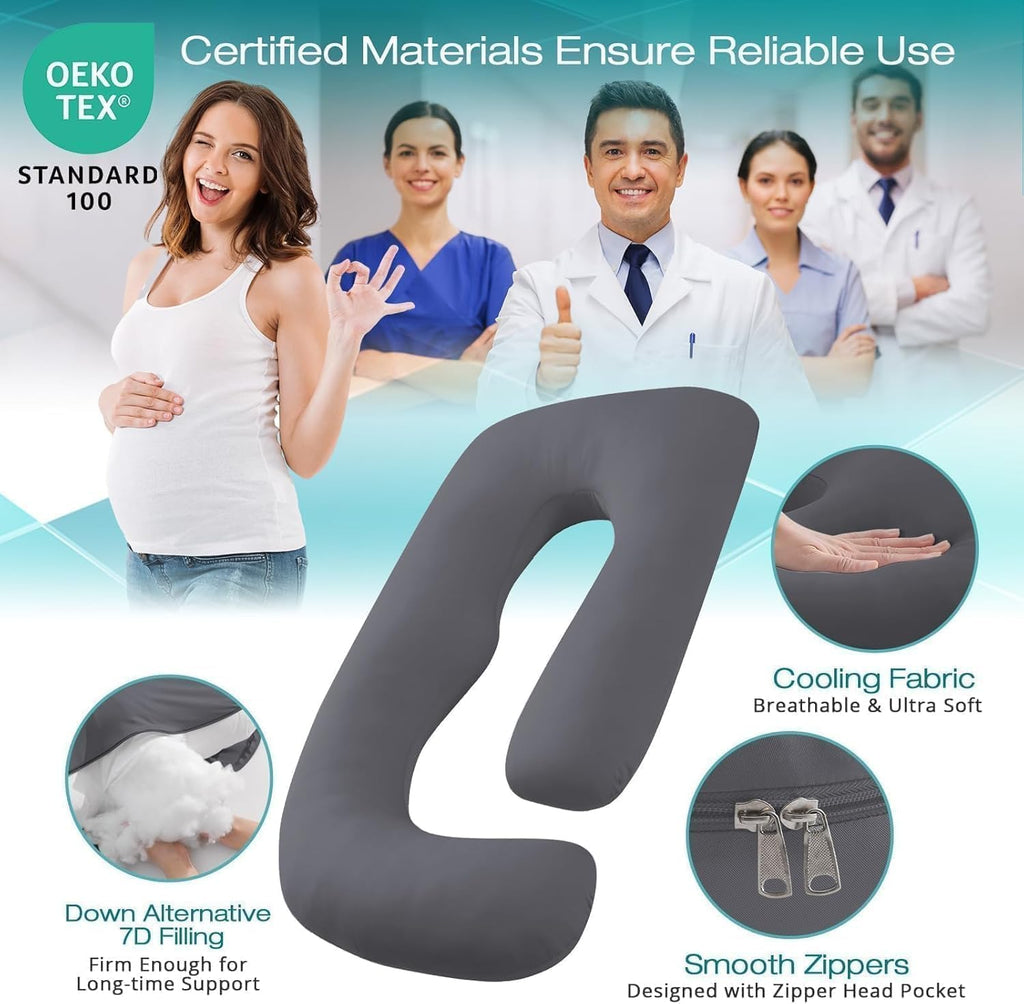 Sasttie Pregnancy Pillows for Sleeping, Jumbo U Shaped Cooling Full Body Pillow with Removable Cover, Pregnant Women Must Haves, Maternity…