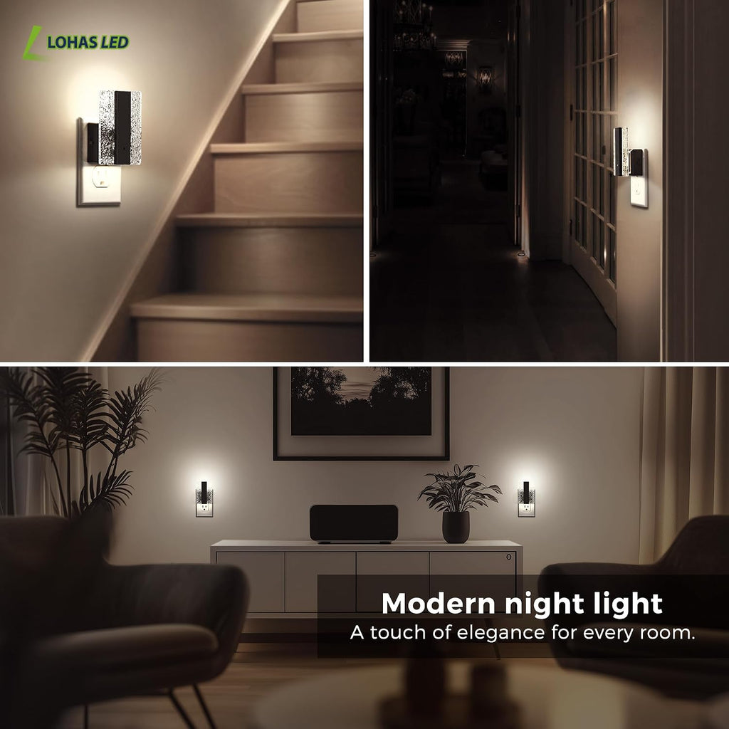 Llohasled L LOHAS LED Night Lights Plug Into Wall, 2 Pack Night Light with Dusk-to-Dawn Sensor, Dimmable Decorative LED Nightlights, 0-100L…