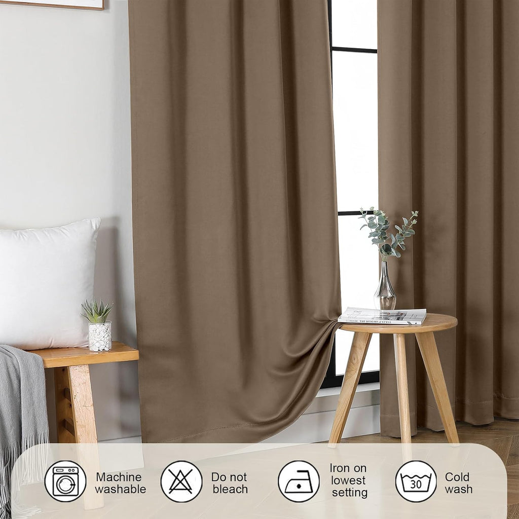 Gwine Blackout Curtains for Bedroom 45 Inch Length, Thermal Insulated Room Darkening Short Curtains, Rod Pocket Drapes for Bathroom…