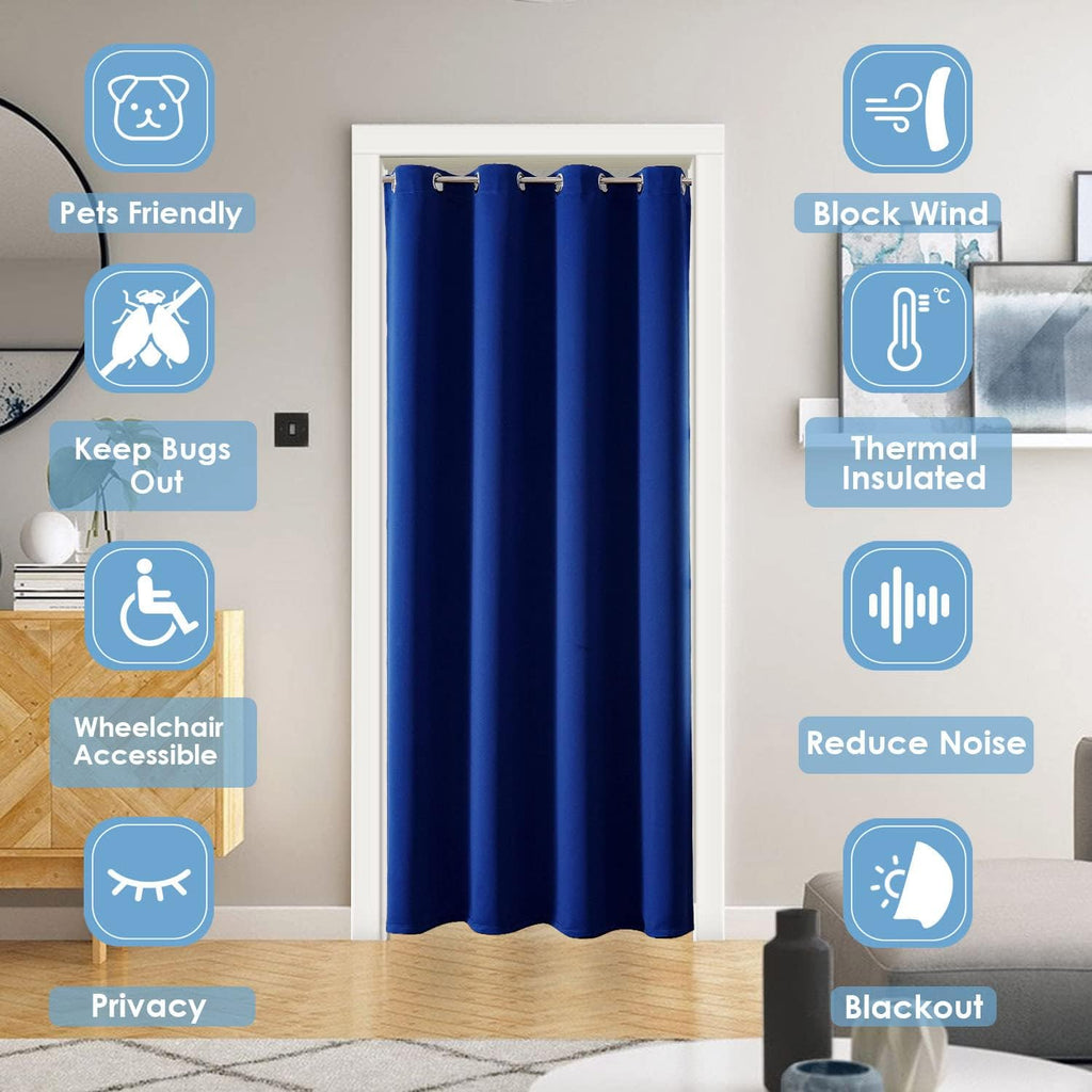 ChrisDowa Blackout Door Curtains for Doorway Privacy, Grommet Closet Curtains for bedroom closet door, Thermal Insulated Temporary Doorway…
