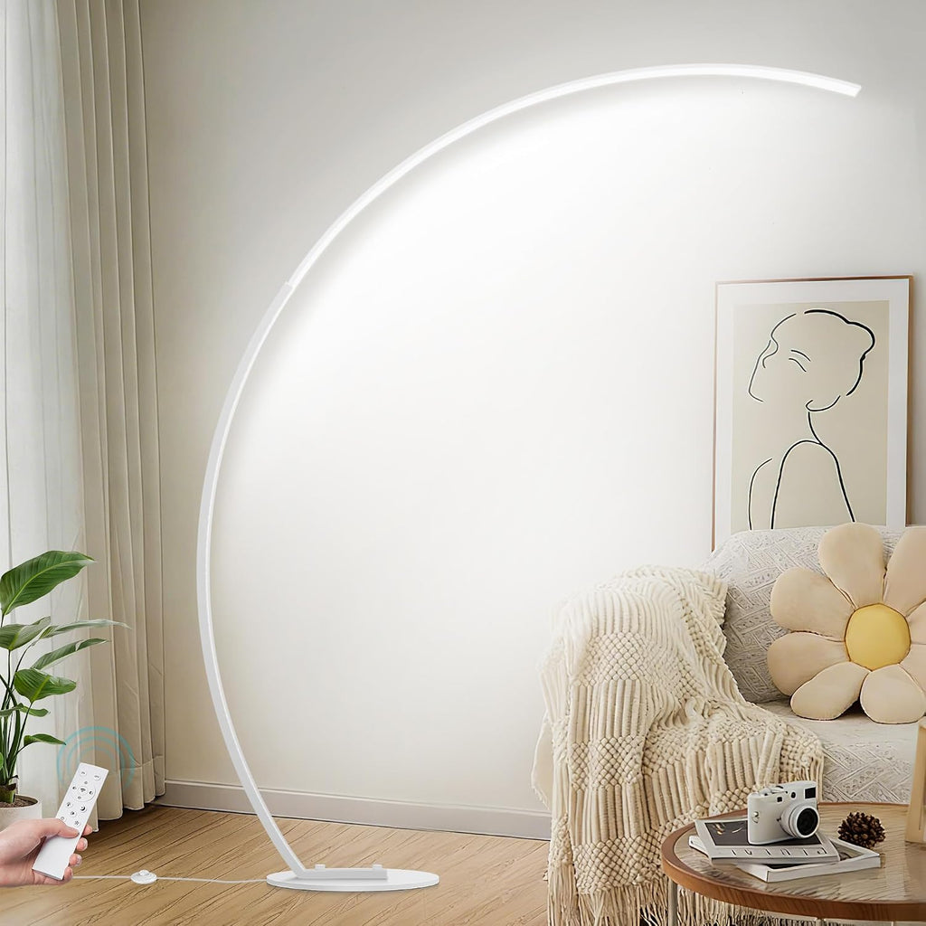 2000LM Ultra-Wide Coverage LED Lamps for Living Room with 3 Color Temperatures, White Dimmable Arc Floor Lamps, Modern Standing Tall Lamp…