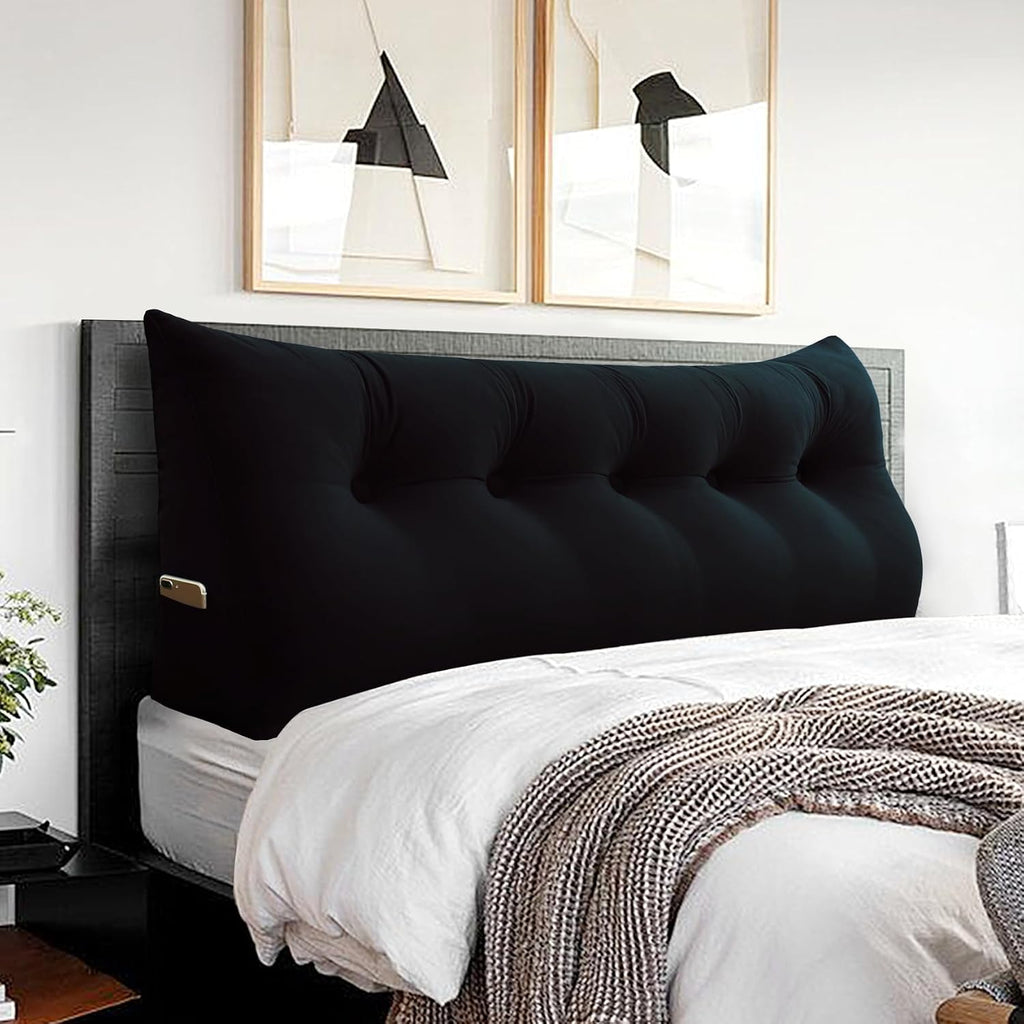 Headboard Pillow Queen - Bed Wedge Pillow for Headboard, Reading Pillow for Sitting in Bed, Large Velvet Positioning Back Support Bedrest…