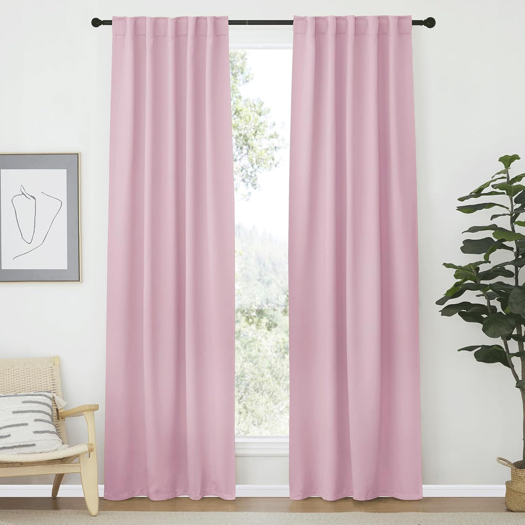 Nicetown Living Room Darkening Curtains - (Baby Pink Color) W42 x L70, Set of 2, Home Decor Room Darkening Thermal Insulated Drapery Panels…