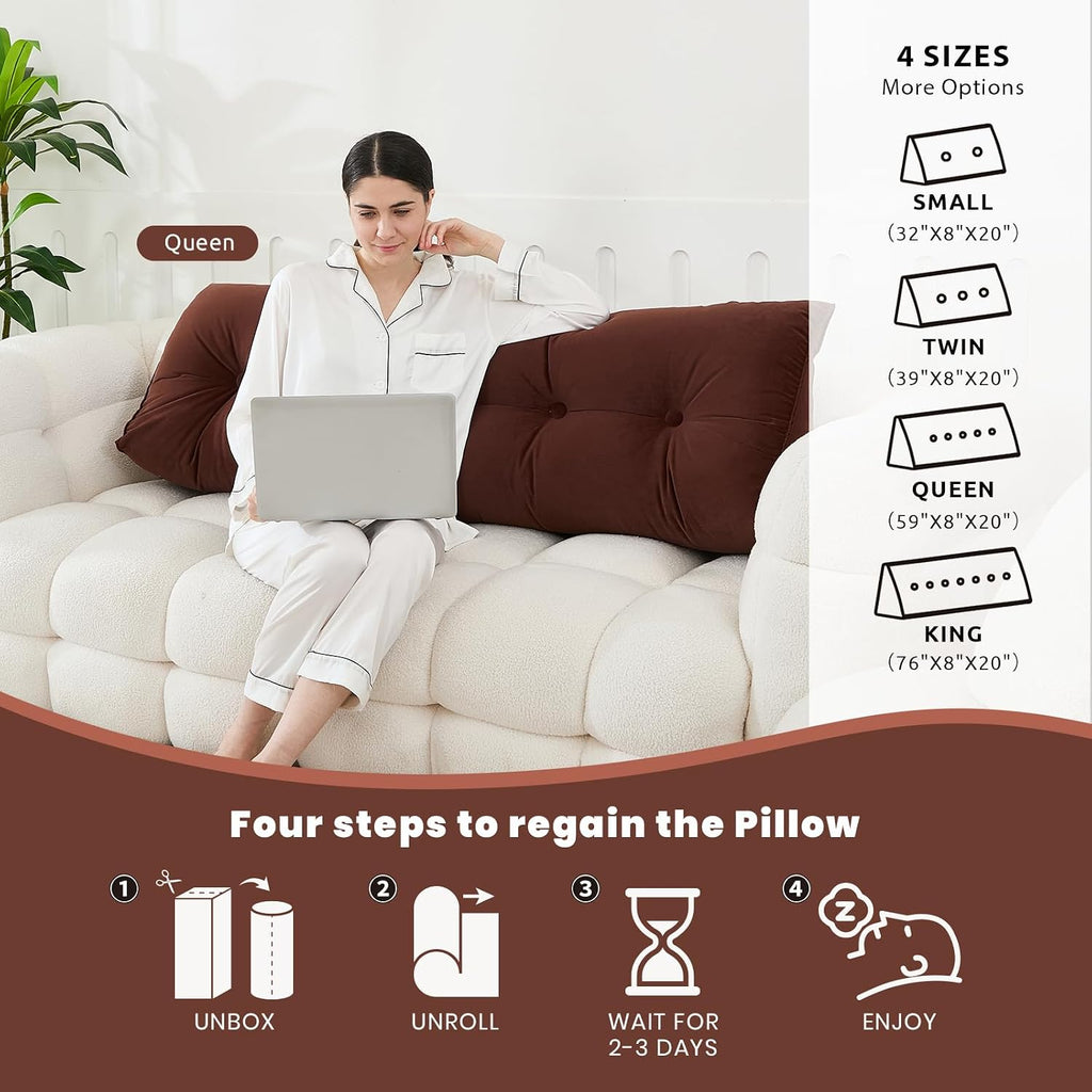 Zelladorra Headboard Pillow for Bed, Triangular Wedge Pillow Headboard Soft Support While Reading and Resting, Bed Bolster Cushion…