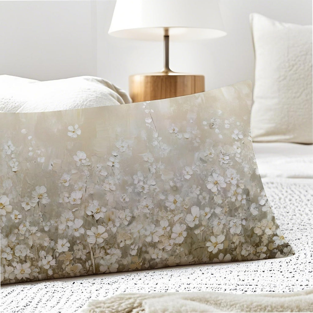 Vintage White Flower 20x54 Body Pillow Cover, Floral Room Decor, Botanical Decor, Abstract Modern Nature Wildflower Botanical Decorative…