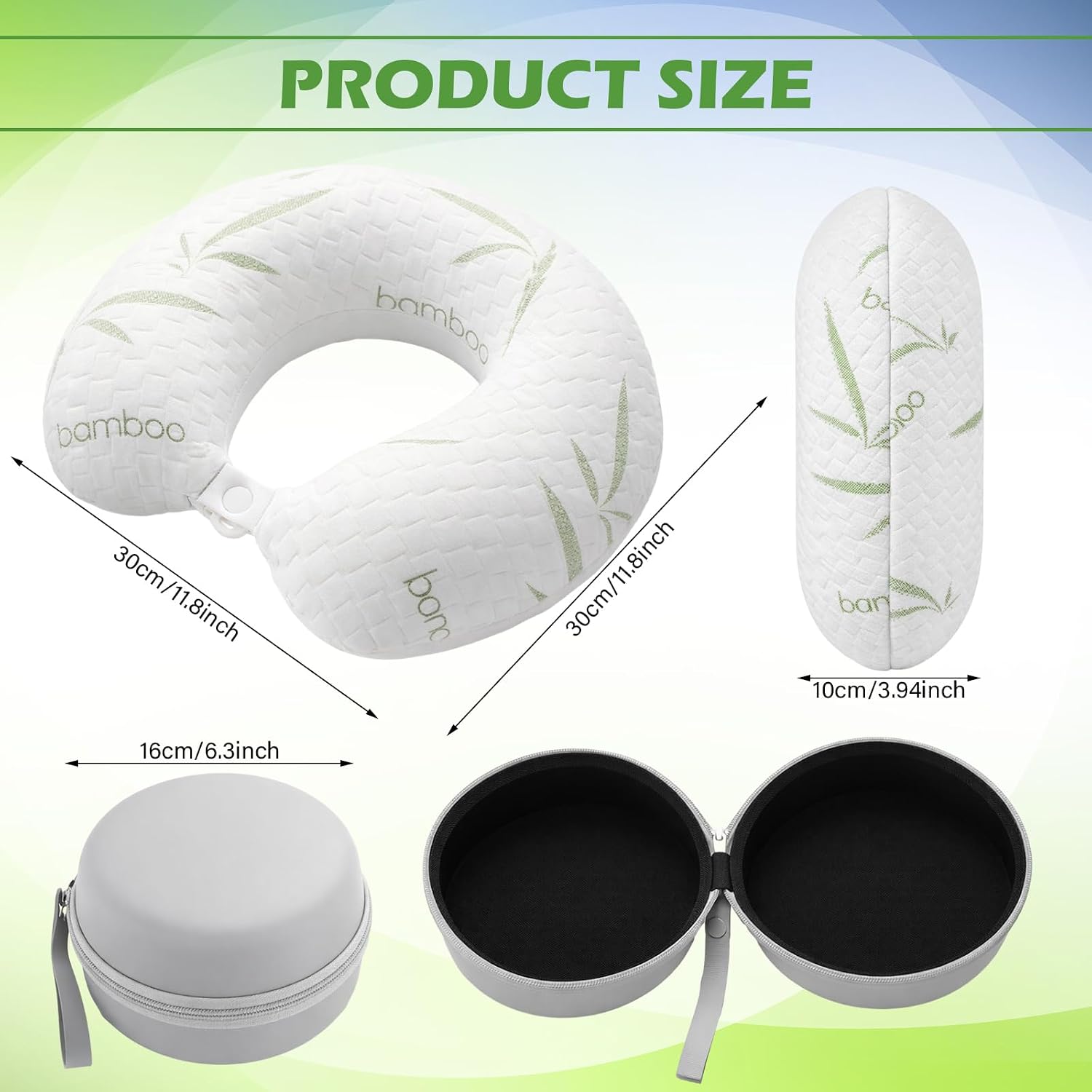 BrightRow Bamboo Memory Foam Travel Pillow Set for Airplanes Head Support Neck Pillow for Sleeping Travel Headrest for Cars Planes M…