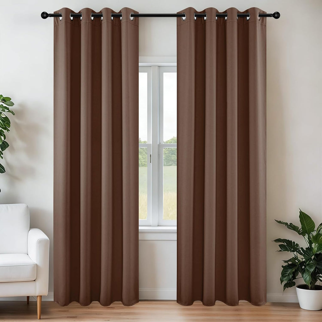 Joydeco Blackout Curtains 84 Inch Length 2 Panels Set, Thermal Insulated Long Curtains& Drapes 2 Burg, Room Darkening Grommet Drapes for Li…