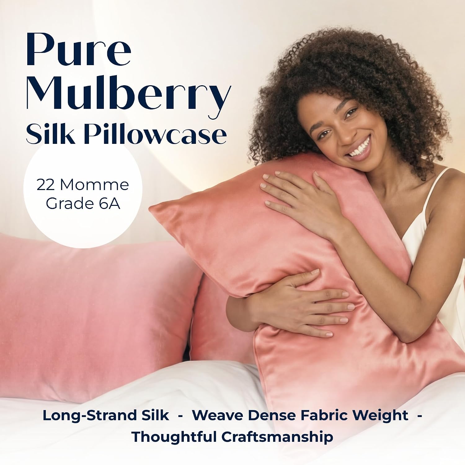 Mulberry Silk Pillowcase – Pure Silk Pillow Cover for Healthier Hair & Smoother Skin – Soft, Breathable and Temperature-Regulating…