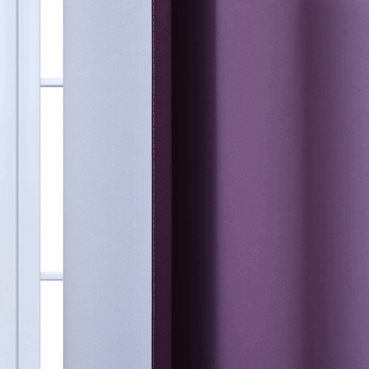 Yakamok Light Blocking Ombre Curtains, Greyish White and Purple Gradient Color Curtains, Room Darkening Grommet Window Drapes for Bedroom(P…