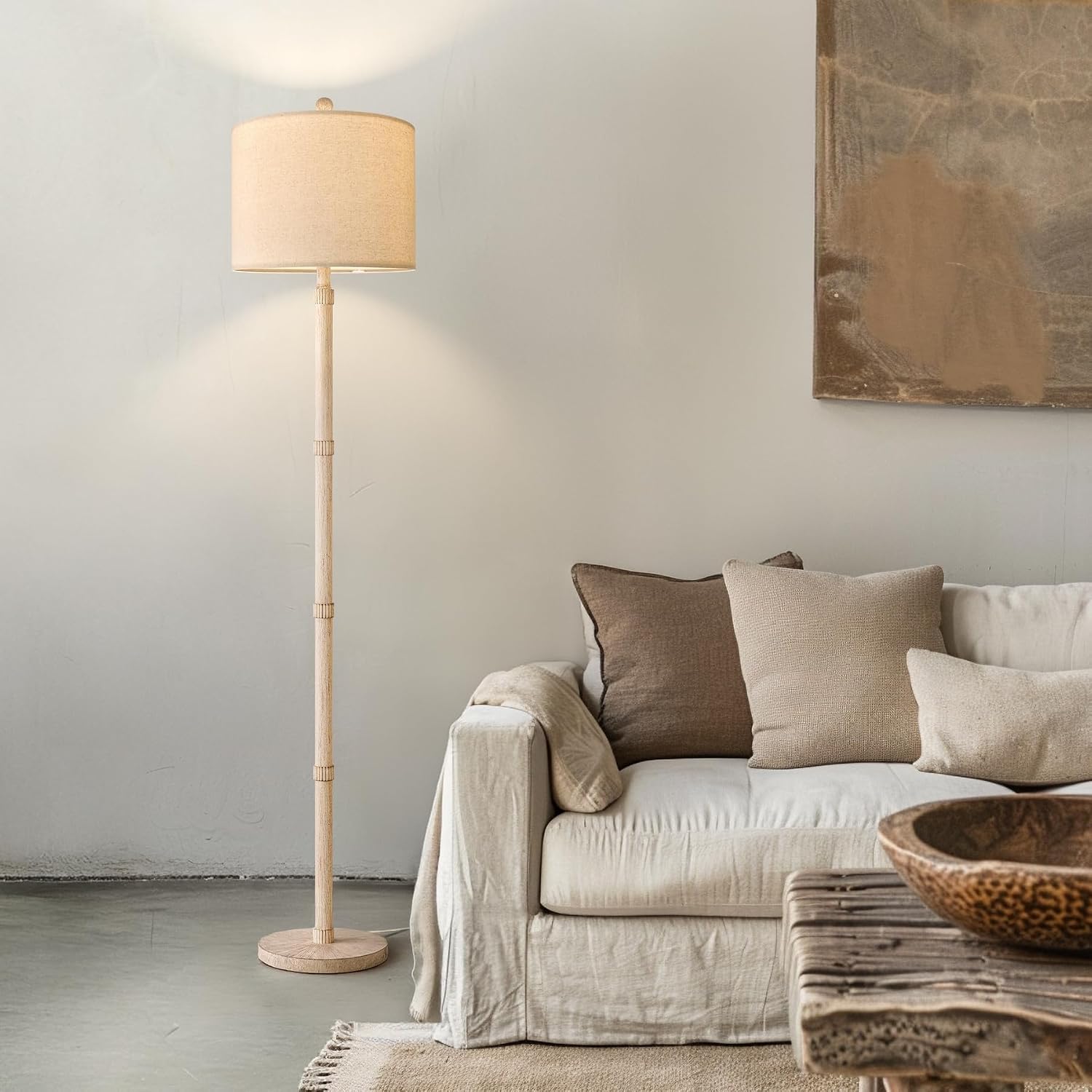 BOBOMOMO Retro Farmhouse Floor Lamp Rotary Switch, 62" Resin Vintage Floor Lamp, Rustic Tall Floor Lamps for Living Room, Corner…