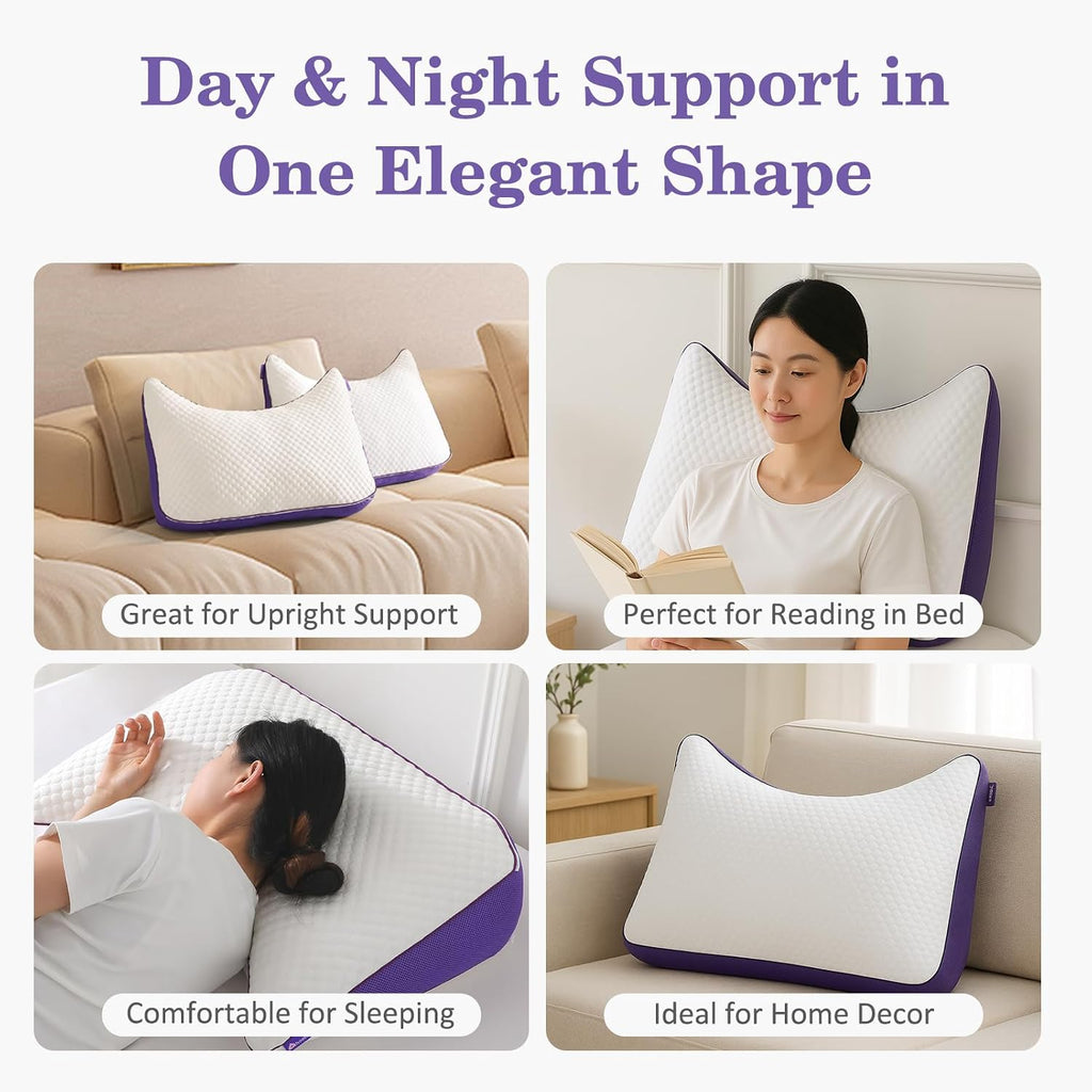 Homelab Adjustable Crescent Shredded Memory Foam Pillows King Size, Cooling Bed Pillows for Sleeping with Removable Cover, 1 Pack Medium Pi…