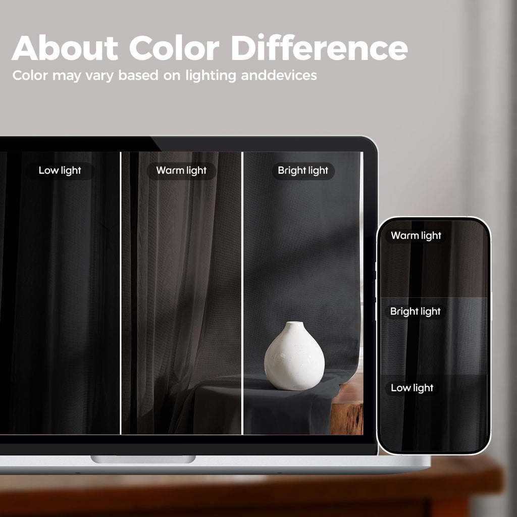 Swandream 100% Blackout Curtains for Bedroom, Double Layer Black Curtains, Black Out Curtain 63 inch Long with Sheer Overlay for Living Roo…