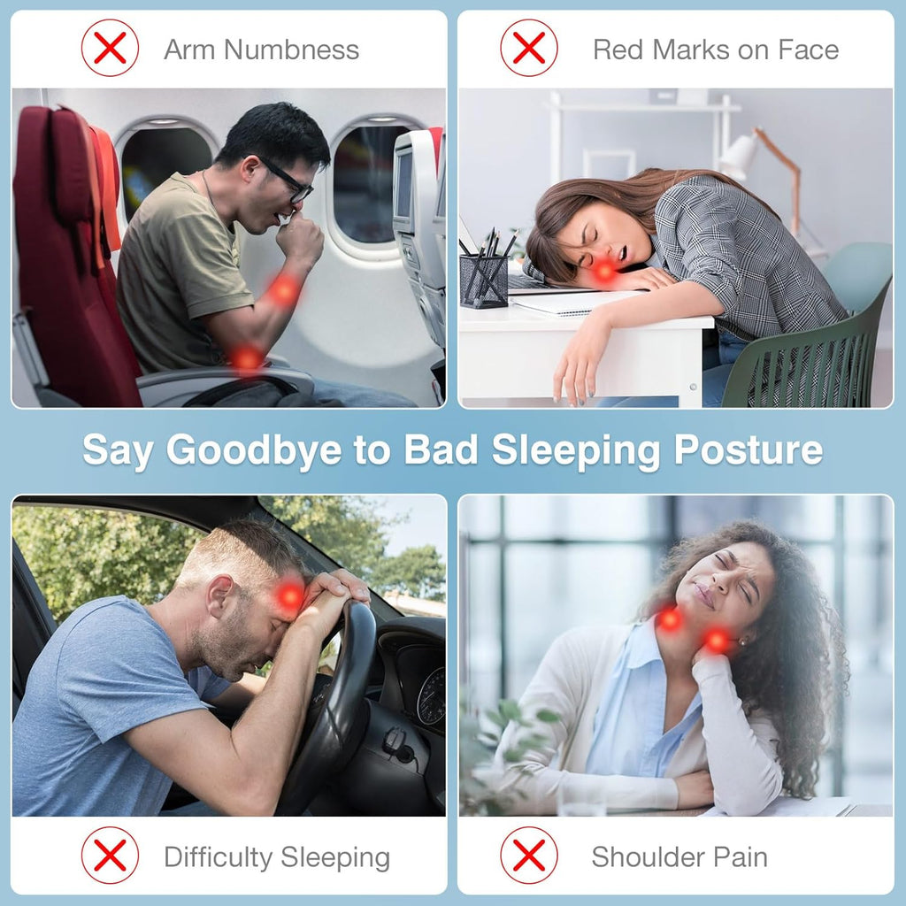 MoKo Inflatable Travel Pillow, Comfortable Neck Pillow with Storage Bag Support Shoulder and Neck to Avoid Pain for Airplane Train Office…