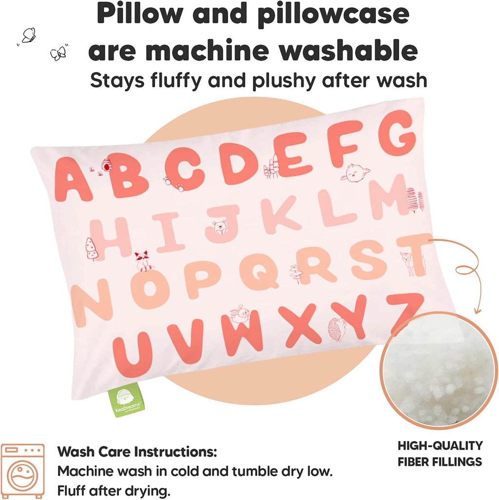Toddler Pillow with Pillowcase - 13x18 My Little Dreamy Kids Travel Bed Pillows for Sleeping, Organic Cotton Small Pillowcase, Soft &…