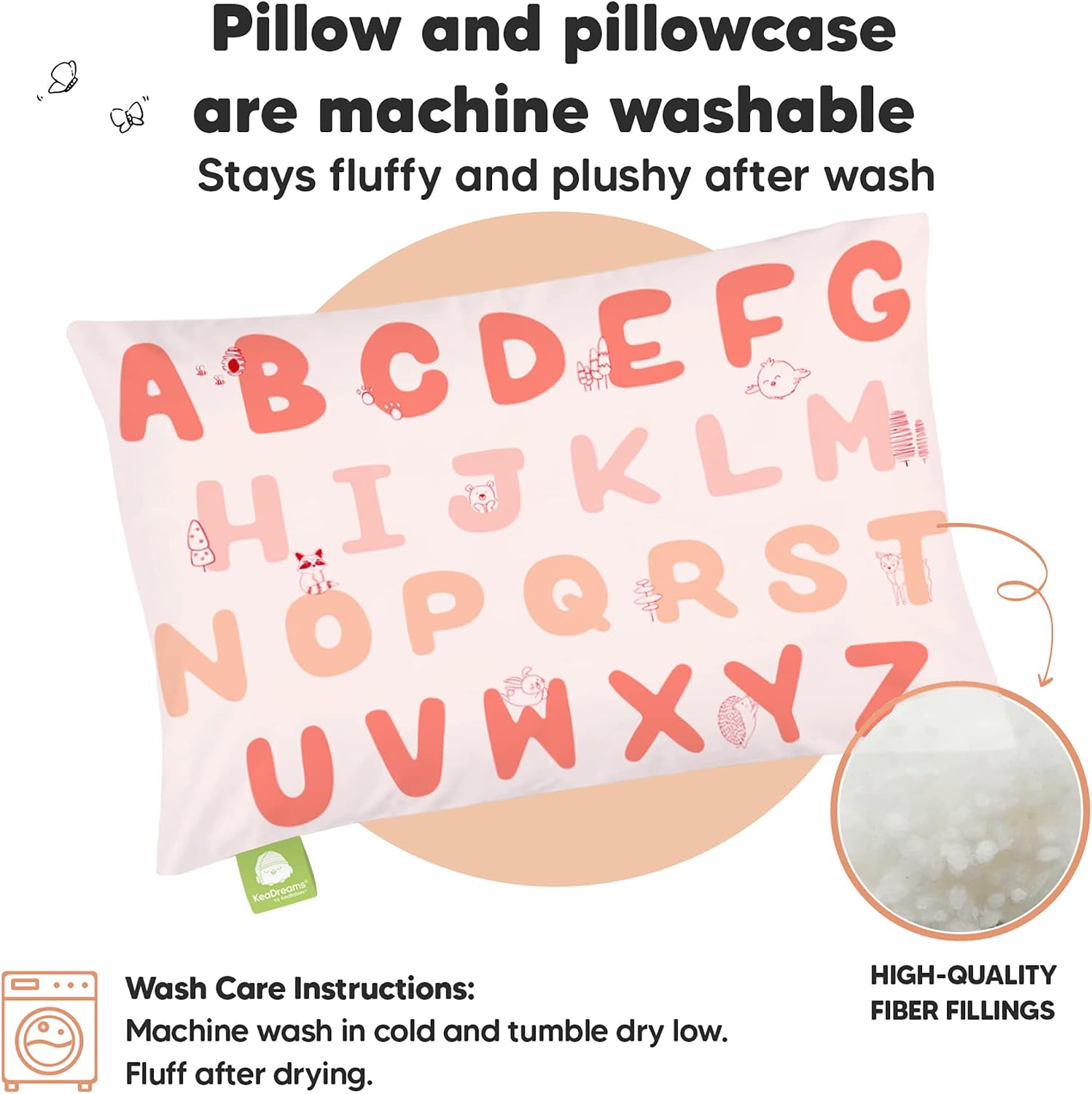 Toddler Pillow with Pillowcase - 13x18 My Little Dreamy Kids Travel Bed Pillows for Sleeping, Organic Cotton Small Pillowcase, Soft &…