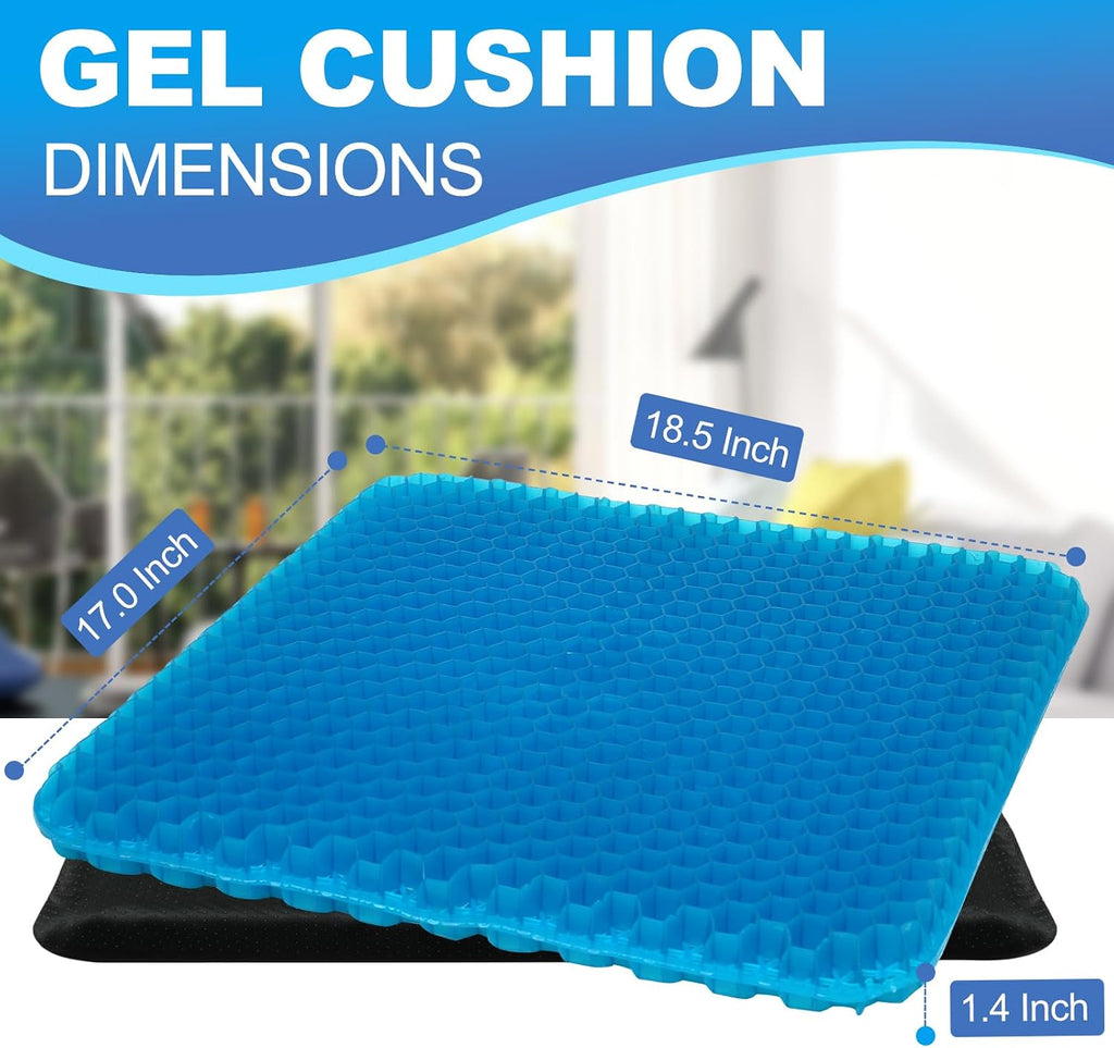 Gel Seat Cushion for Long Sitting - 18.5" x 17" x 1.4" (Large&Soft) Gel Cushion for People Over 100 lbs, Pressure Relief Cushions for…