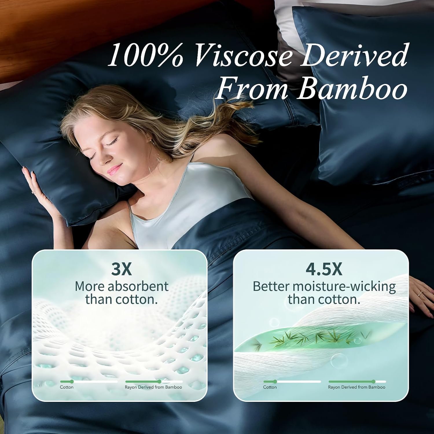 Krimano Queen Pillow Cases, Derived from Bamboo Viscose, Cooling Pillowcases, Breathable & Wicking Pillow Covers for Hot Sleepers, Envelope…