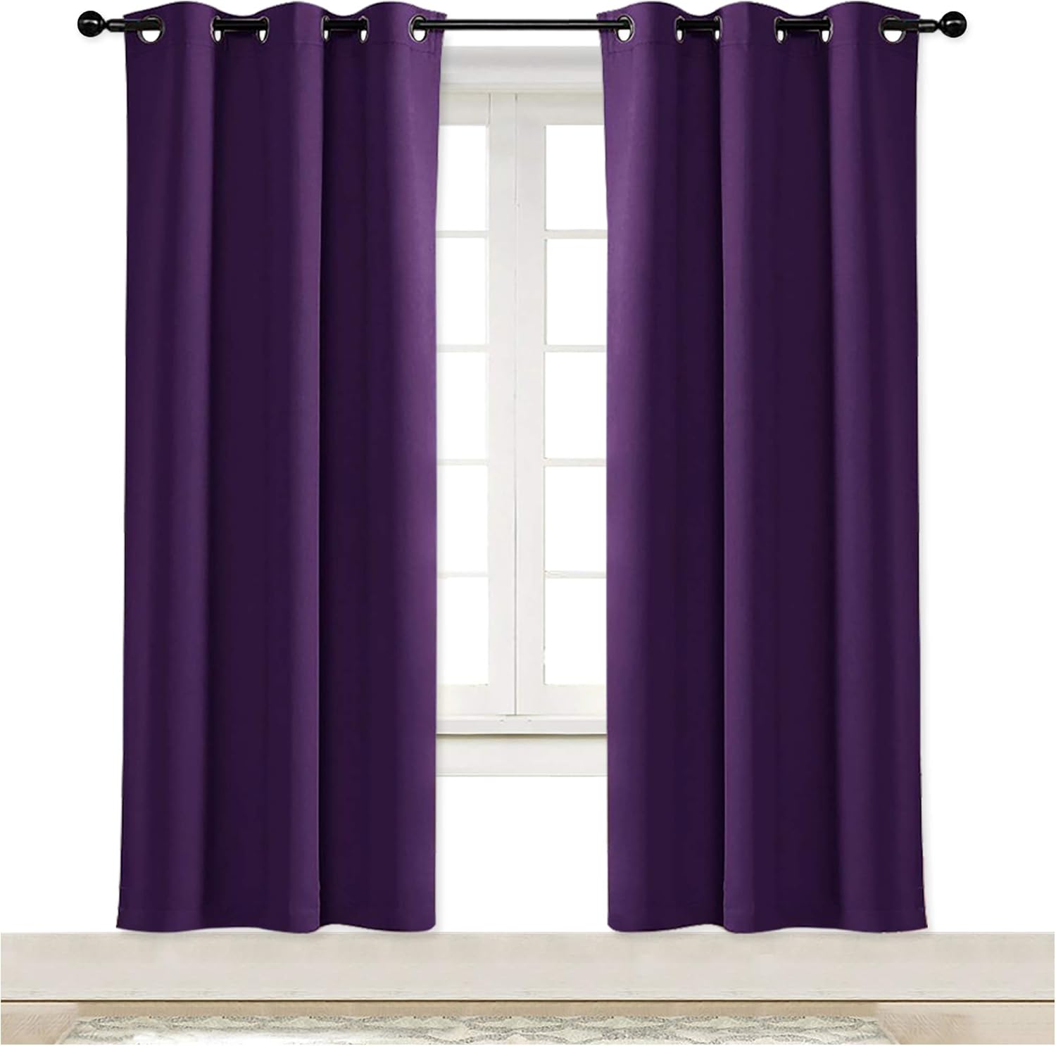 NICETOWN Blackout Room Darkening Window Curtain Triple Weave Home Decoration Solid Ring Top Blackout Room Darkening Drape for Bedroom…