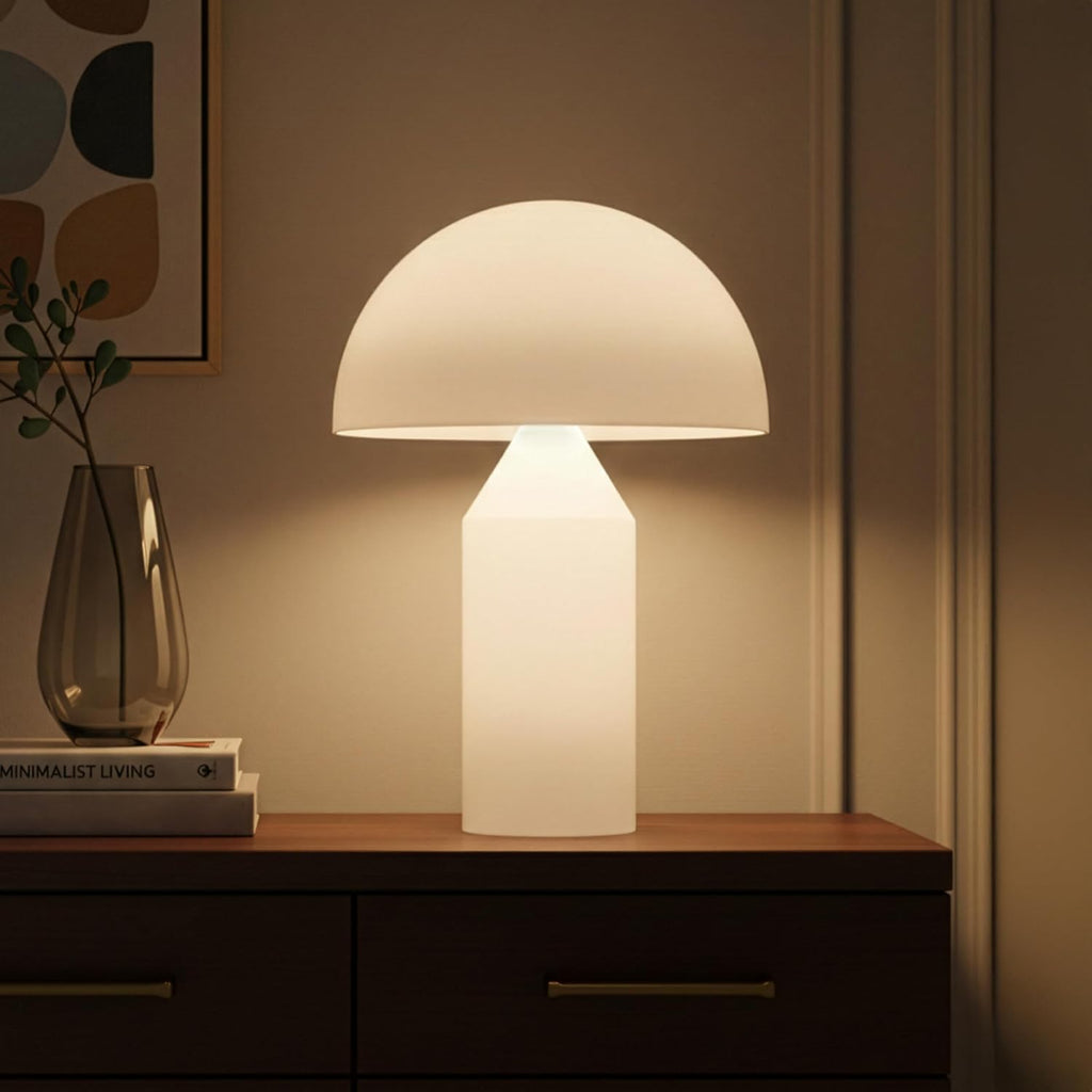 Brightech Venus Glass - 14" Contemporary Table Lamp with Glass Shade and Body - Unique Mushroom Table Lamp - Dimmable LED Light Bulbs for…