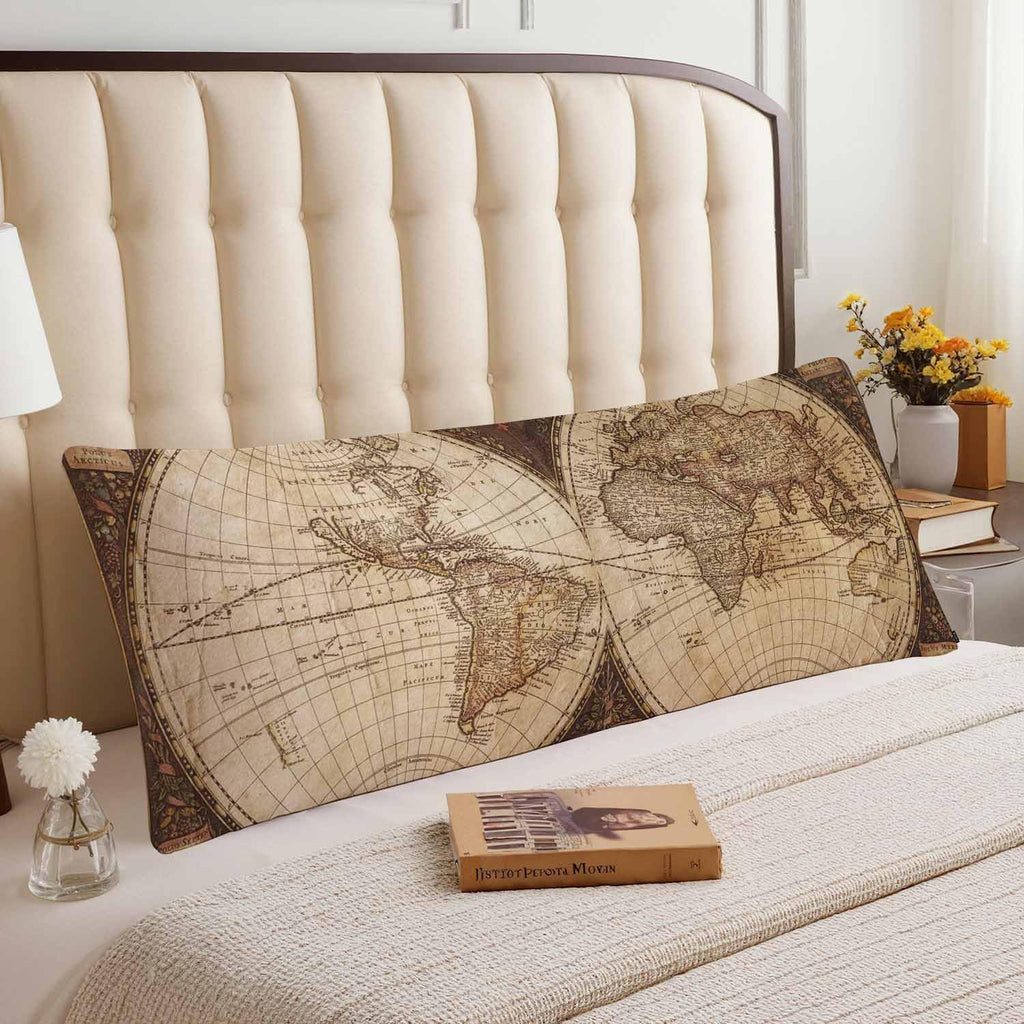 Body Pillowcases with Zipper Retro World Map Cozy Body Pillow Covers Cushion Cover 20 X 54 Inches, Old World Map Brown Outdoor Body…