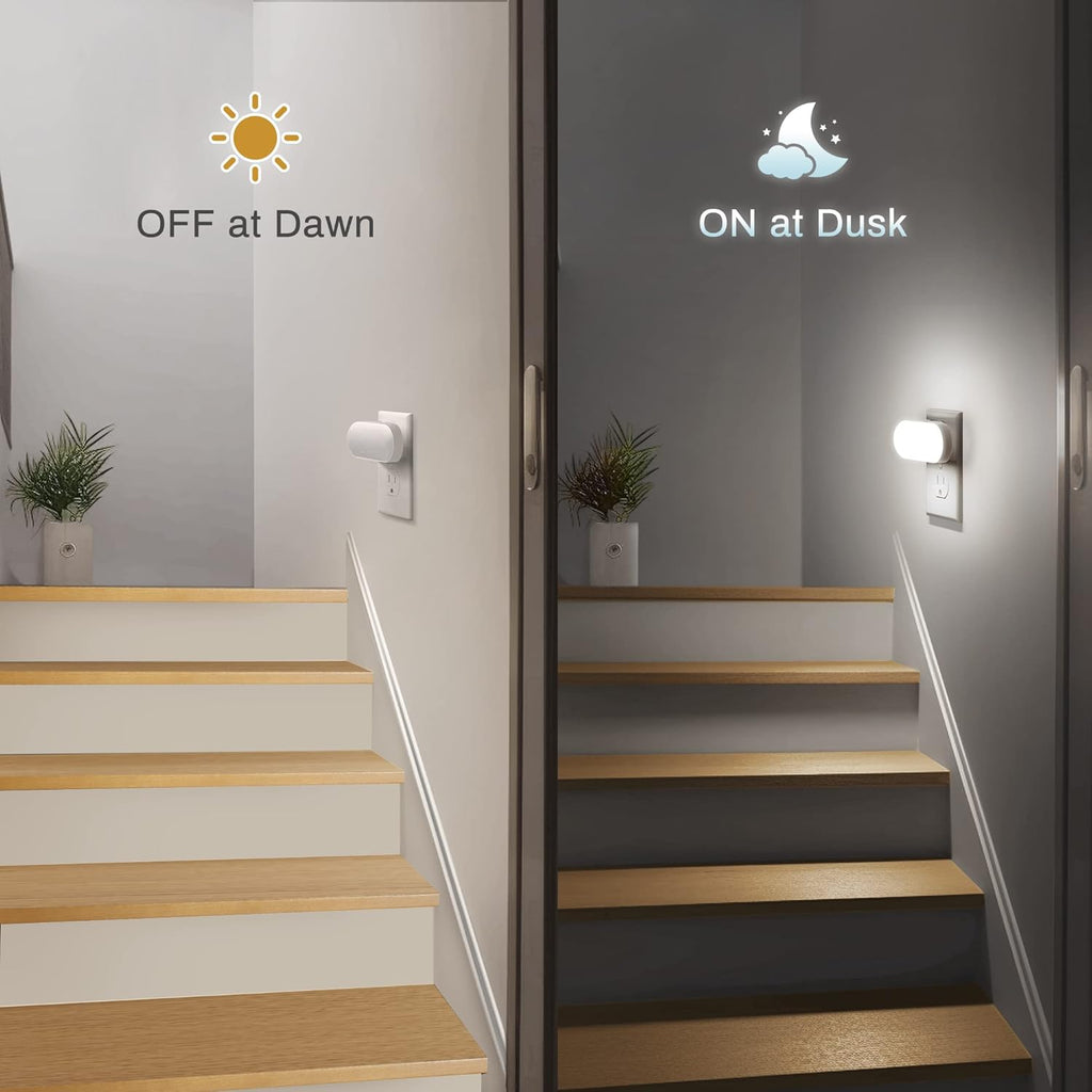 DORESshop Night Lights Plug into Wall Daylight White, Cute Dimmable Led Night Light, Dusk to Dawn Night Light 4 Packs for Kids Room…