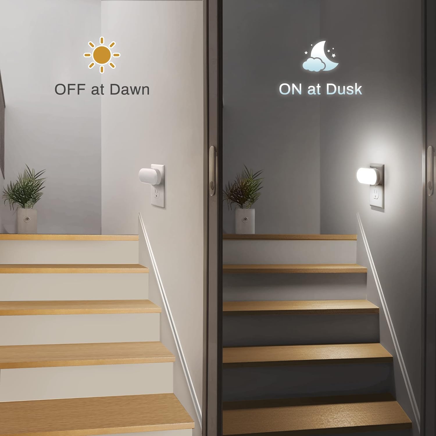 DORESshop Night Lights Plug into Wall Daylight White, Cute Dimmable Led Night Light, Dusk to Dawn Night Light 4 Packs for Kids Room…